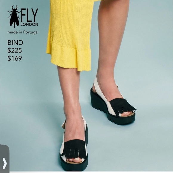 Fly London Bind black leather Slingback Sandals shoes. Eu size 39 US size 8-8.5 - Picture 7 of 8